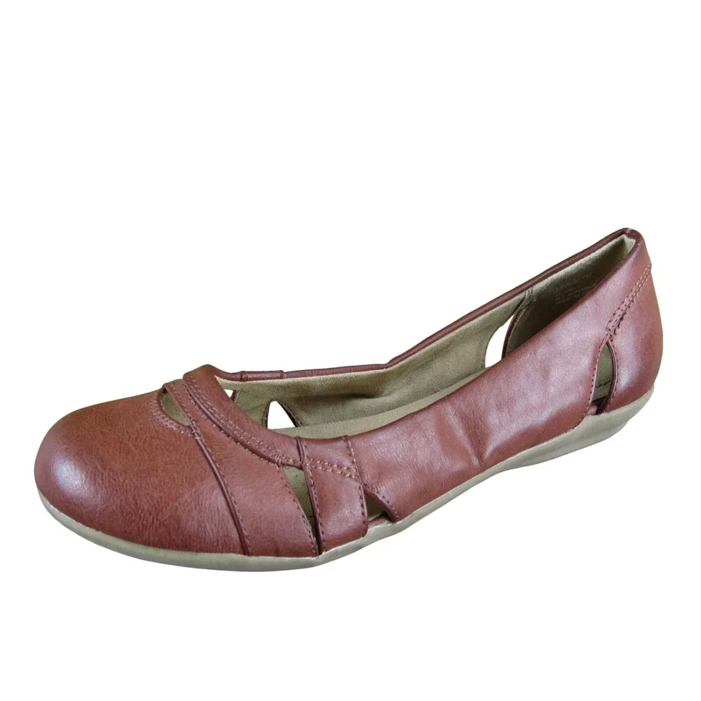 Great Northwest Leslie Women 8 Brown Synthetic Cutout Flats Casual Comfort Shoes